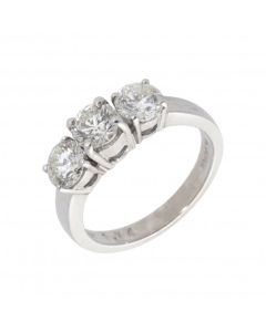 New 18ct White Gold 1.74ct Diamond Trilogy 3 Stone Ring