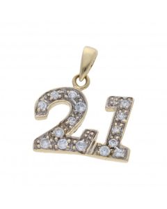 Pre-Owned 9ct Yellow Gold Cubic Zirconia Age 21 Pendant