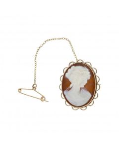 Pre-Owned 9ct Yellow Gold Oval Cameo Brooch
