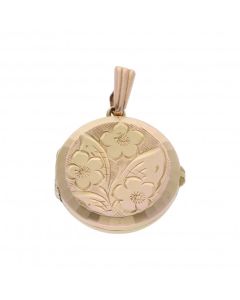 Pre-Owned 9ct Yellow Gold Patterned Round Locket Pendant