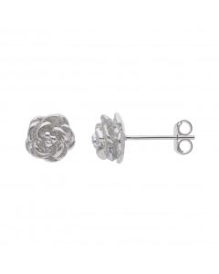 New Sterling Silver Rose Flower Stud Earrings