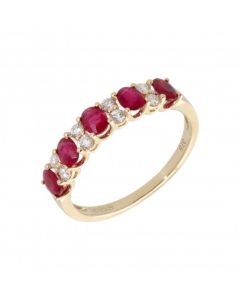 New 9ct Yellow Gold Ruby & Diamond Eternity Band Ring