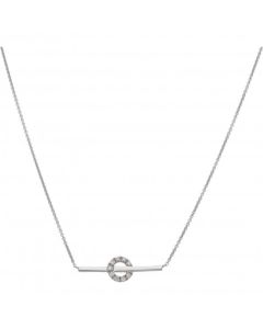 New 9ct White Gold Diamond Circle & Bar 16" Chain Necklace