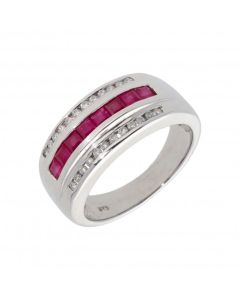 New 9ct White Gold Ruby & Diamond Eternity Style Ring