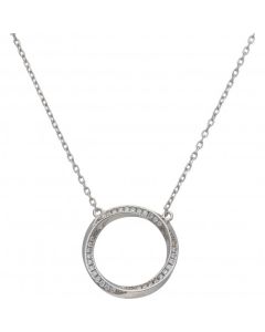New Sterling Silver Cubic Zirconia Twist Circle 18" Necklace