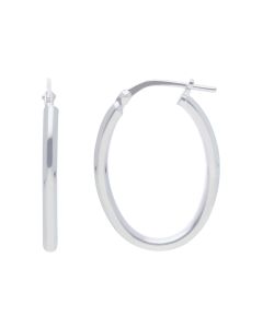 New Sterling Silver Oval Polished Hoop Earrings
