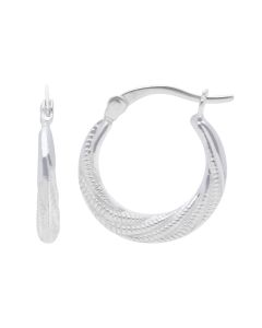 New Sterling Silver 17mm Textured Finish Creole Earrings