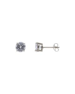 New Sterling Silver 7mm Cubic Zirconia Stud Earrings