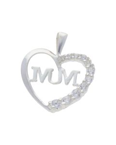 New Sterling Silver Cubic Zirconia Set Mum Pendant