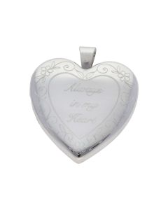 New Sterling Silver Memorial Heart Locket "Always In My Heart"