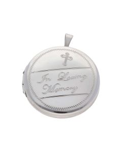 New Sterling Silver Memorial Round Locket "In Loving Memory"