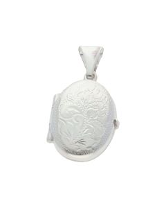 New Sterling Silver Oval Paterned Locket