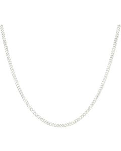 New Sterling Silver 22 Inch Close Link Flat Curb Link Necklace