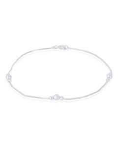 New Sterling Silver 9.5 Inch Bead Ladies Anklet