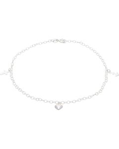 New Sterling Silver Faith Hope & Charity 9.5" Anklet