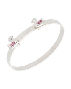 New Sterling Silver Pink Crystal Set Duck Expanding Bangle