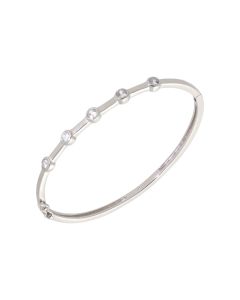 New Sterling Silver Cubic Zirconia 5 Stone Ladies Bangle