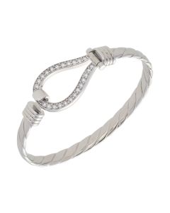New Sterling Silver Solid Mens Cubic Zirconia Hook Bangle