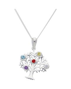 New Silver Coloured Stone Tree of Wisdom Pendant Necklace