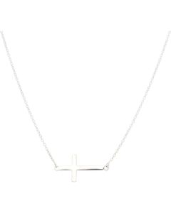 New Sterling Silver Long Sideways Resurrection Cross Necklace