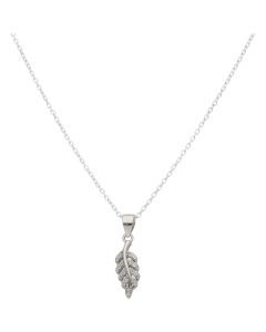 New Sterling Silver Cubic Zirconia Leaf Pendant & Chain Necklace
