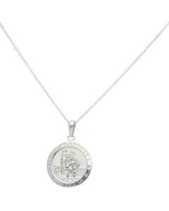 New Sterling Silver Protect Us St Chistopher Pendant & Necklace