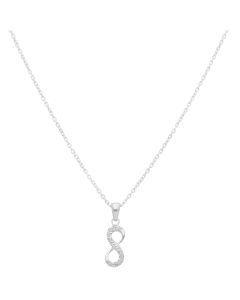 New Sterling Silver Cubic Zirconia Infinity Pendant & 18" Chain