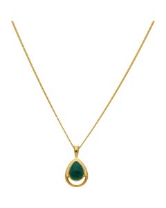 New Silver & Gold Plate Malachite Pendant & 18" Chain Necklace