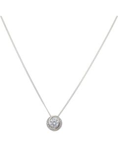 New Sterling Silver Cubic Zirconia Swirl Halo 18" Necklace