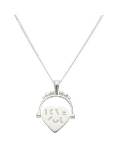 New Sterling Silver I Love You Spinner Heart & 18" Necklace