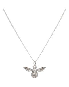 New Sterling Silver Small Patterned Bubble Bee & 18" Necklace
