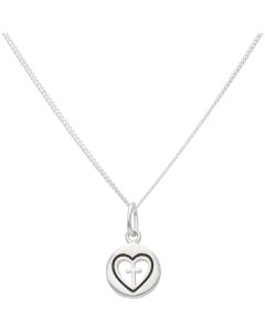 New Sterling Silver Cross & Heart Pendant & Chain Necklace