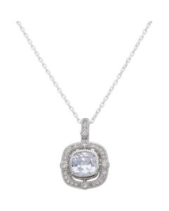 New Sterling Silver Cubic Zirconia Pendant & 18" Chain Necklace