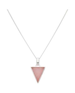 New Sterling Silver Triangle Rose Quartz Pendant & 18" Necklace