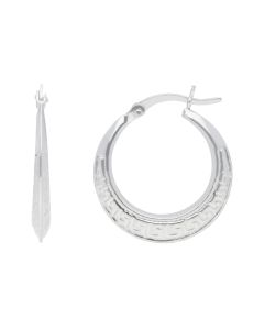 New Sterling Silver Grecian Greek Key Creole Hoop Earrings