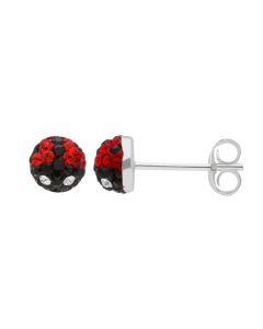 New Sterling Silver Crystal Set Ladybug Stud Earrings