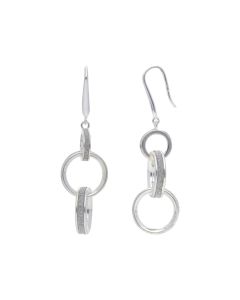 New Sterling Silver Moondust 3 Circle Drop Earrings