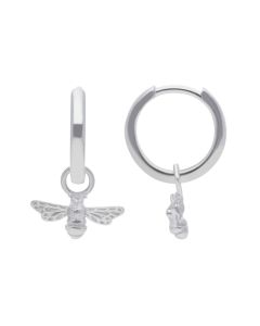 New Silver 12mm Huggie Hoops with Manchester Bee Charm Drop