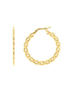 New Sterling Silver & Gold Plate Flat Chain Design Hoop Earrings