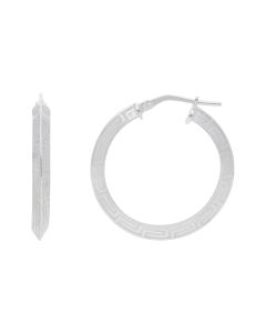 New Sterling Silver Greek Key Hoop Earrings