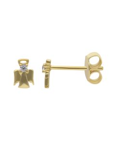 New Gold Plated Silver Cubic Zirconia Angel Stud Earrings