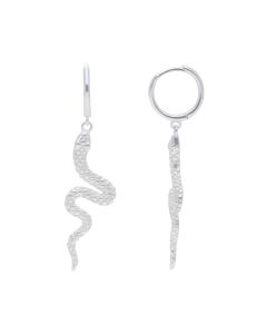 New Sterling Silver Snake Drop Huggie Hoop Earrings