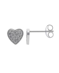 New Sterling Silver Cubic Zirconia Heart Shaped Stud Earrings