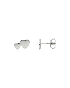 New Sterling Silver Double Heart Stud Earrings