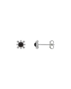 New Sterling Silver Black Agate Bead Stud Earrings