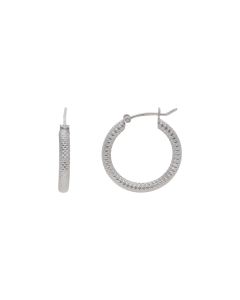 New Sterling Silver Hammered Finish Hoop Earrings