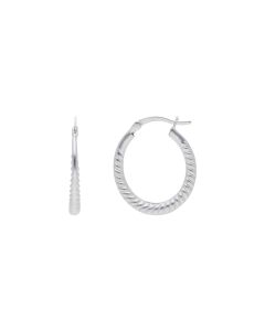 New Sterling Silver Twisted Oval Creole Hoop Earrings