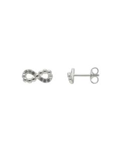 New Sterling Silver Cubic Zirconia Infinity Bead Stud Earrings