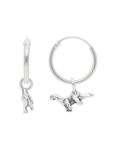 New Sterling Silver Dinosaur Charm Sleeper Hoop Earrings