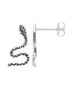 New Sterling Silver Patterned Snake Stud Earrings